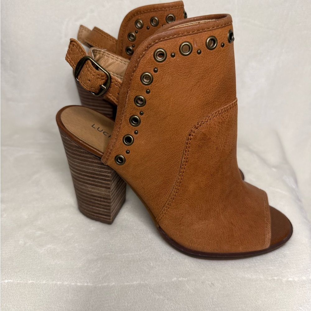 Sexy leather studded bootie sandals